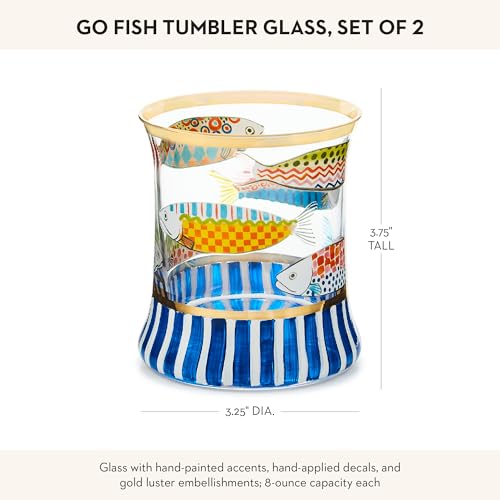 Gold-Rim Butterfly Tumbler Glasses, 8 oz, Set of 2