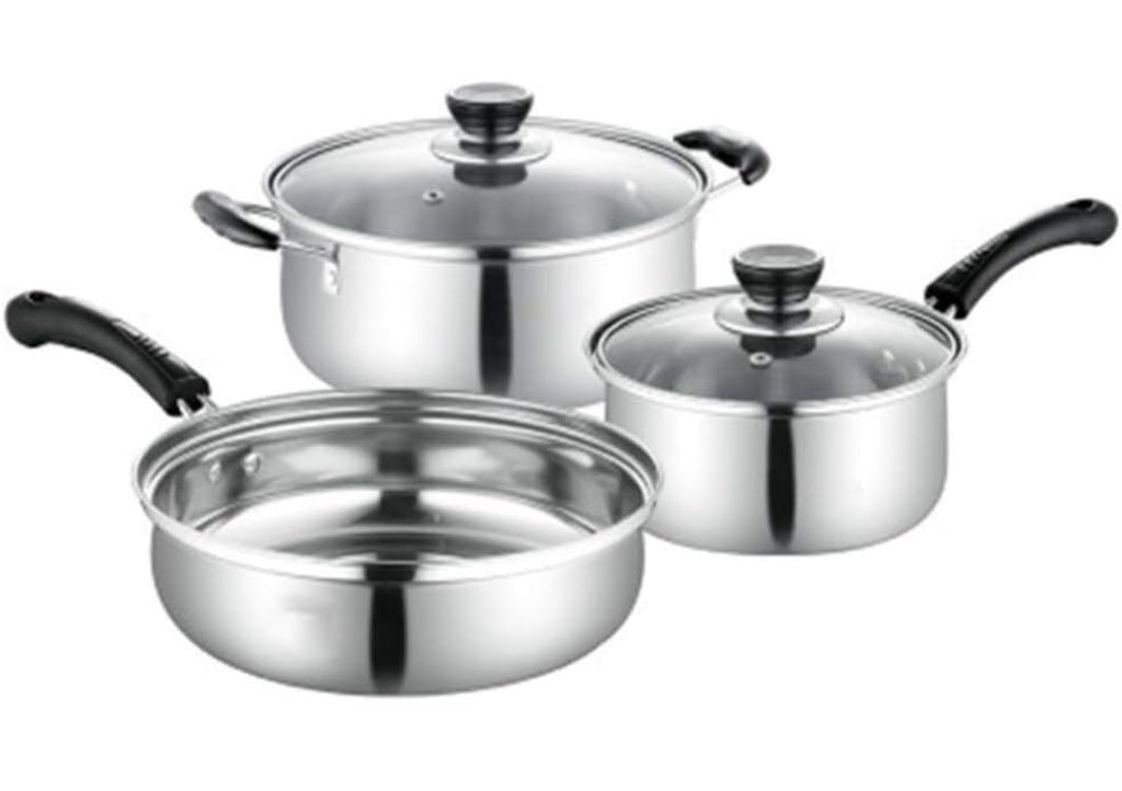3-Piece Stainless Steel Nonstick Saucepan Set with Lids