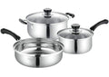 3-Piece Stainless Steel Nonstick Saucepan Set with Lids