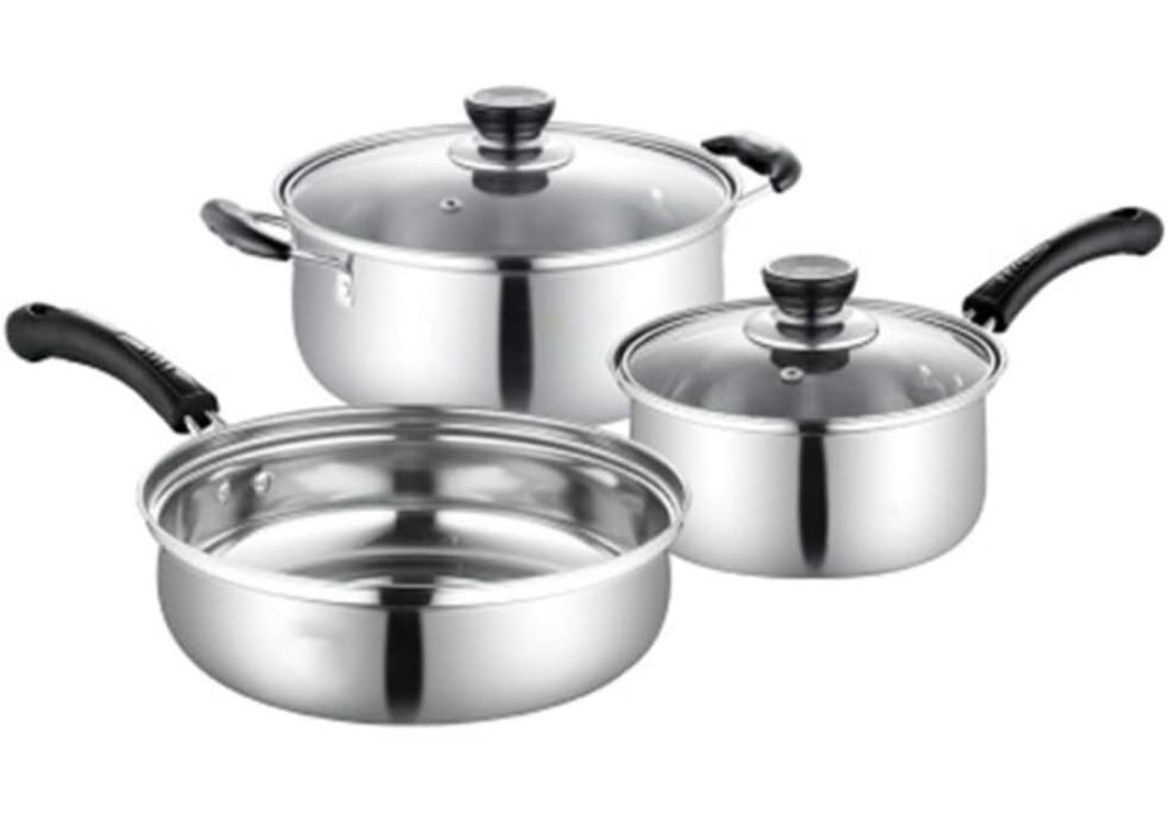 ZOCWJK Pots and Pans Set 3Pcs Saucepan Set with Lids Stainless Steel Nonstick Cookware Induction Pots and Pans Sets Cooking Pot Set Cooking Pan Set(