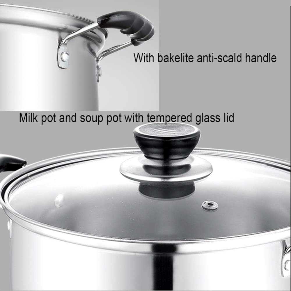 ZOCWJK Pots and Pans Set 3Pcs Saucepan Set with Lids Stainless Steel Nonstick Cookware Induction Pots and Pans Sets Cooking Pot Set Cooking Pan Set(
