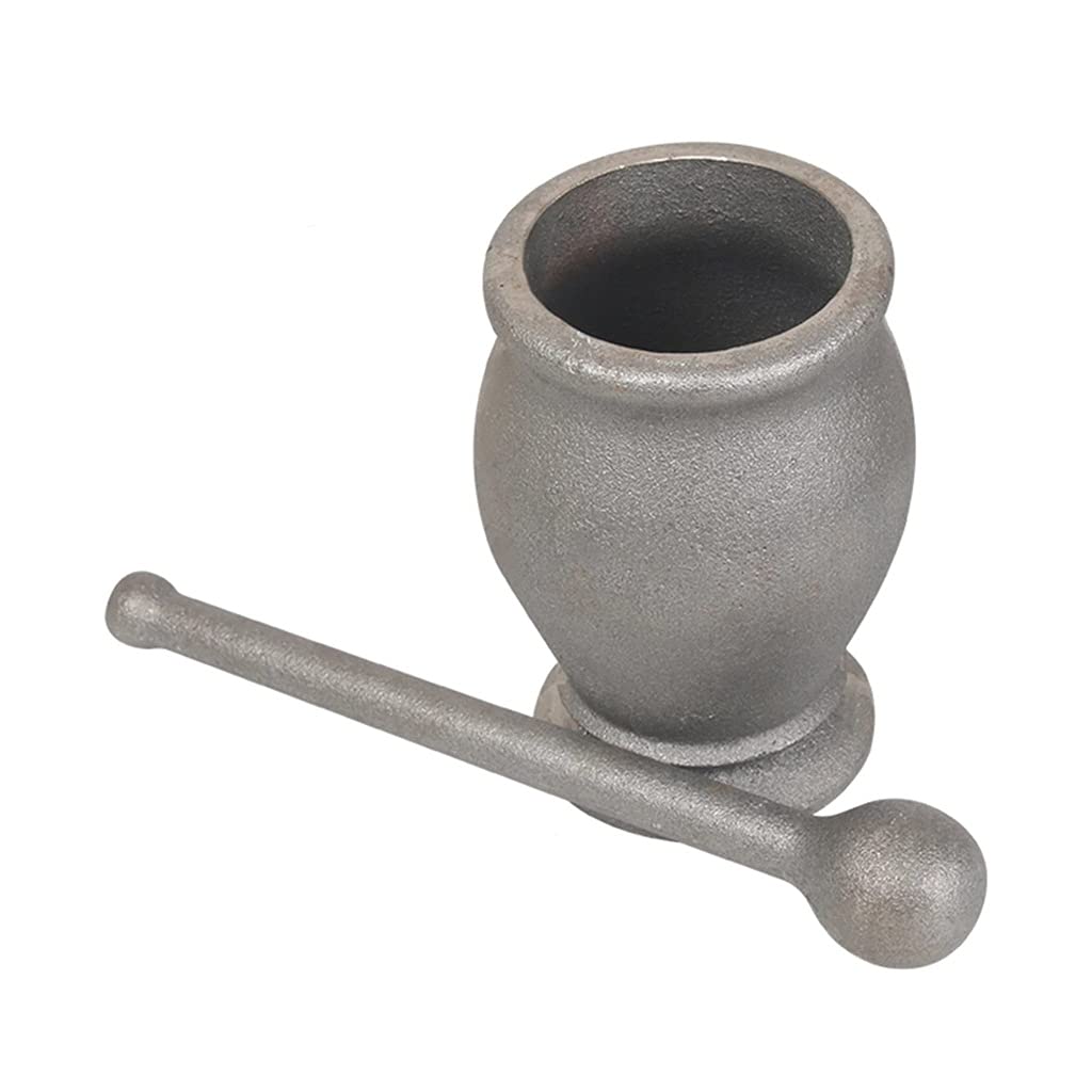 Cast Iron Mortar and Pestle Set with Leather Cover