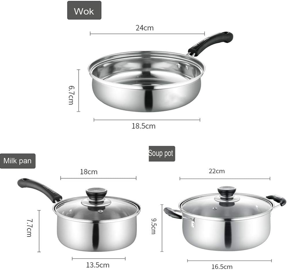 3-Piece Stainless Steel Nonstick Saucepan Set with Lids