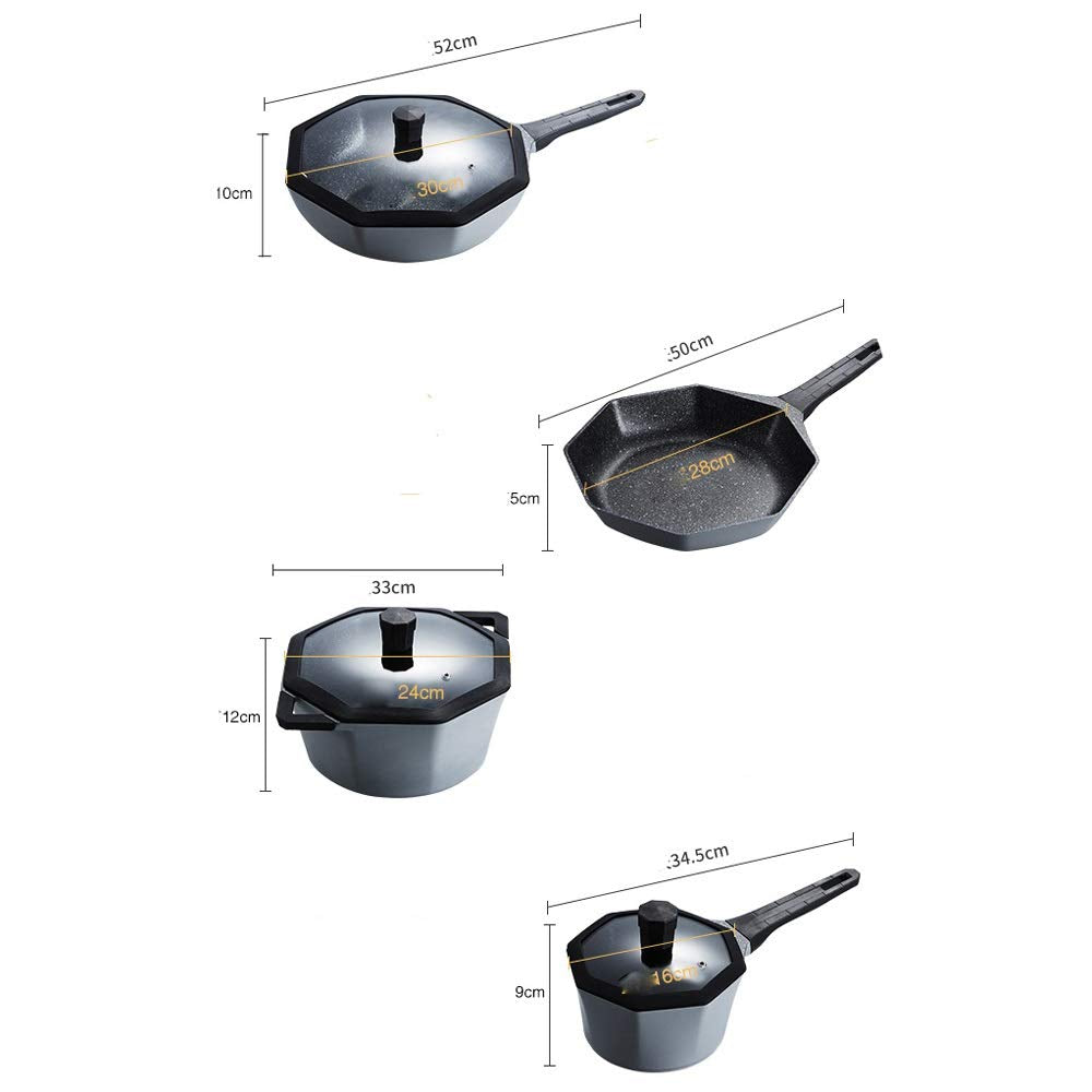 Pots Set Cookware 4 Piece Pot Set Household Non Stick Pot Induction Cooker Wok Suit Kitchen Pots and Pans Cookware Set