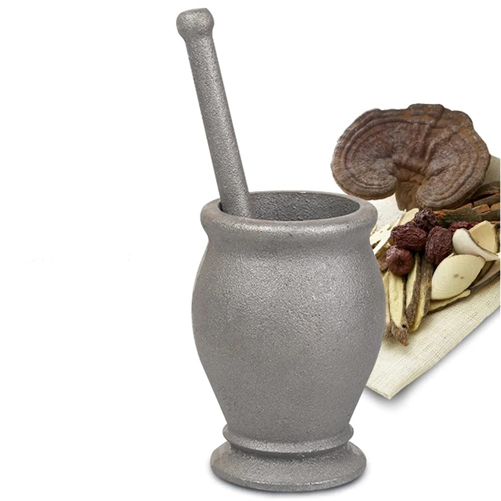 Cast Iron Mortar and Pestle Set with Leather Cover