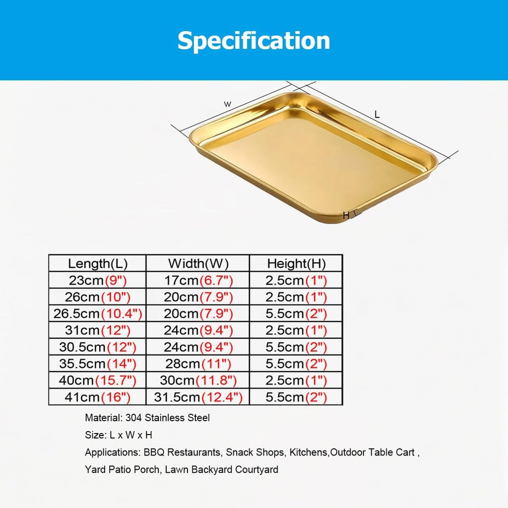 Gold Stainless Steel Rectangle Baking Sheet & Serving Tray