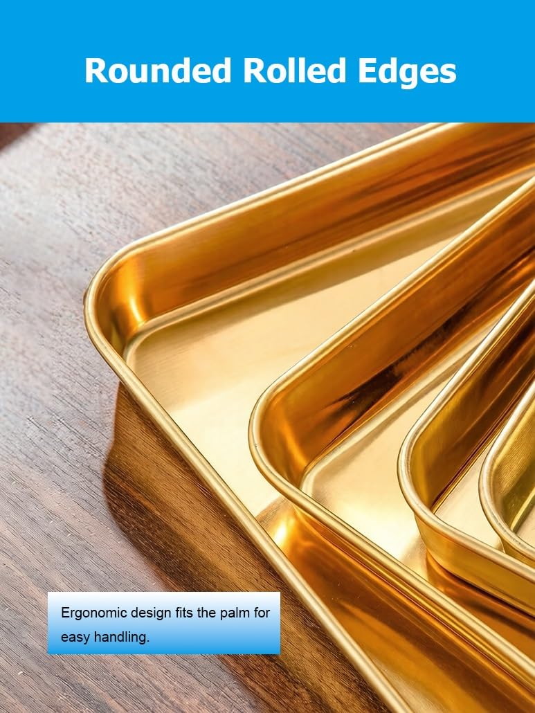 Gold Stainless Steel Rectangle Baking Sheet & Serving Tray