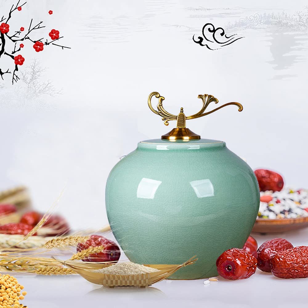 Ceramic Rice and Cereal Storage Dispenser with Sealed Lid
