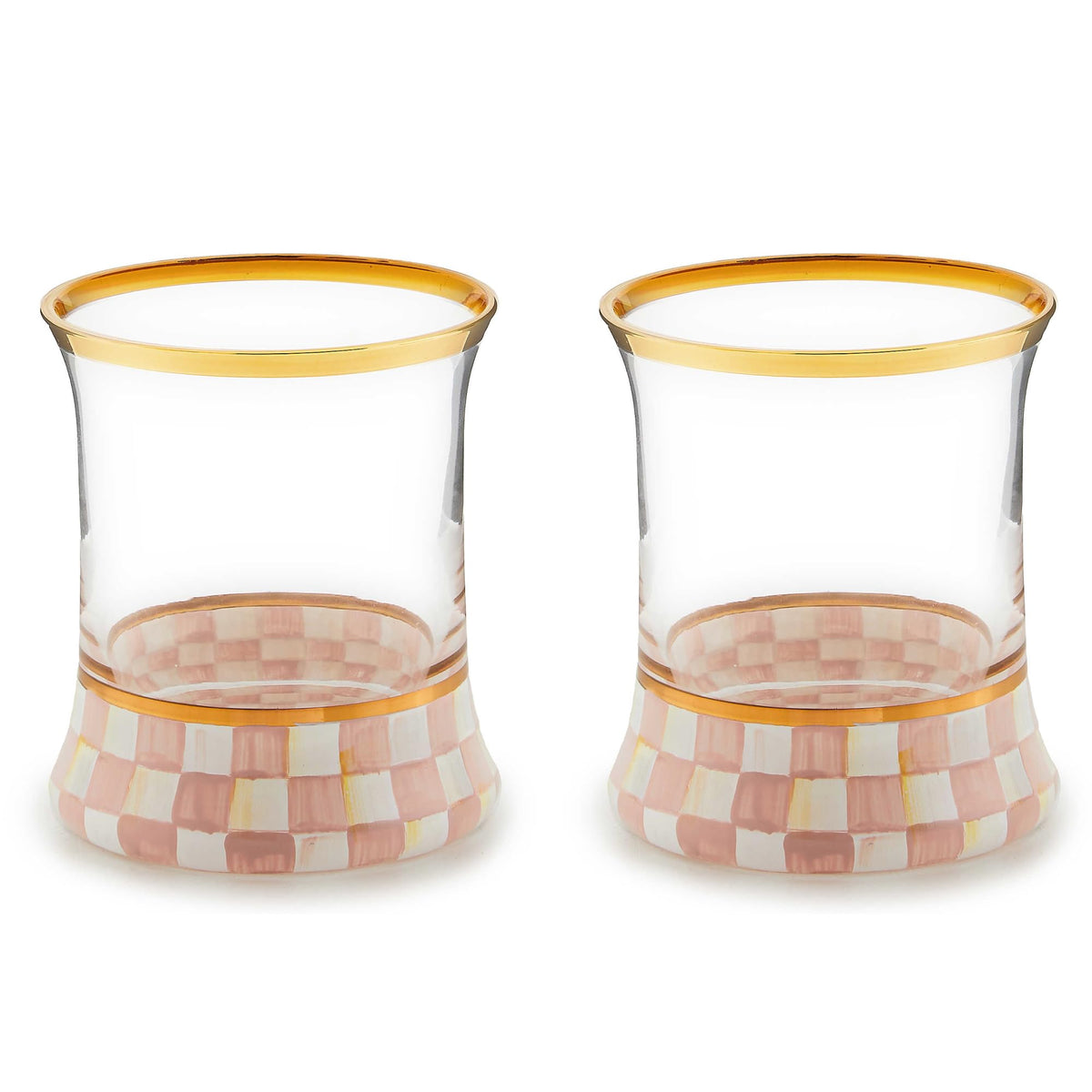 Gold-Rim Butterfly Tumbler Glasses, 8 oz, Set of 2