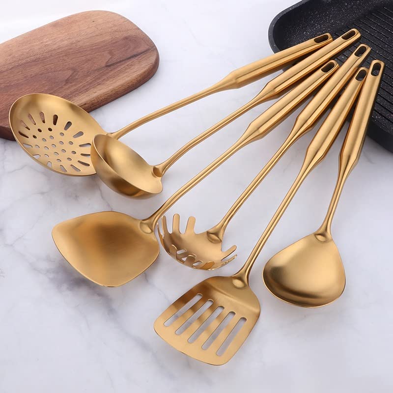 TEDILUVI Kitchenware Set Long Handle Cooking Tools Metal Polish Slotted Accessories Utensil