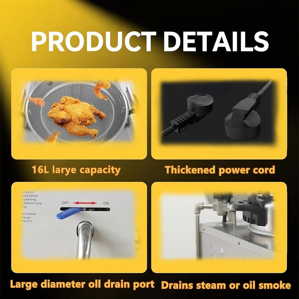 3000W Commercial Pressure Air Fryer with 16L Oil Tank