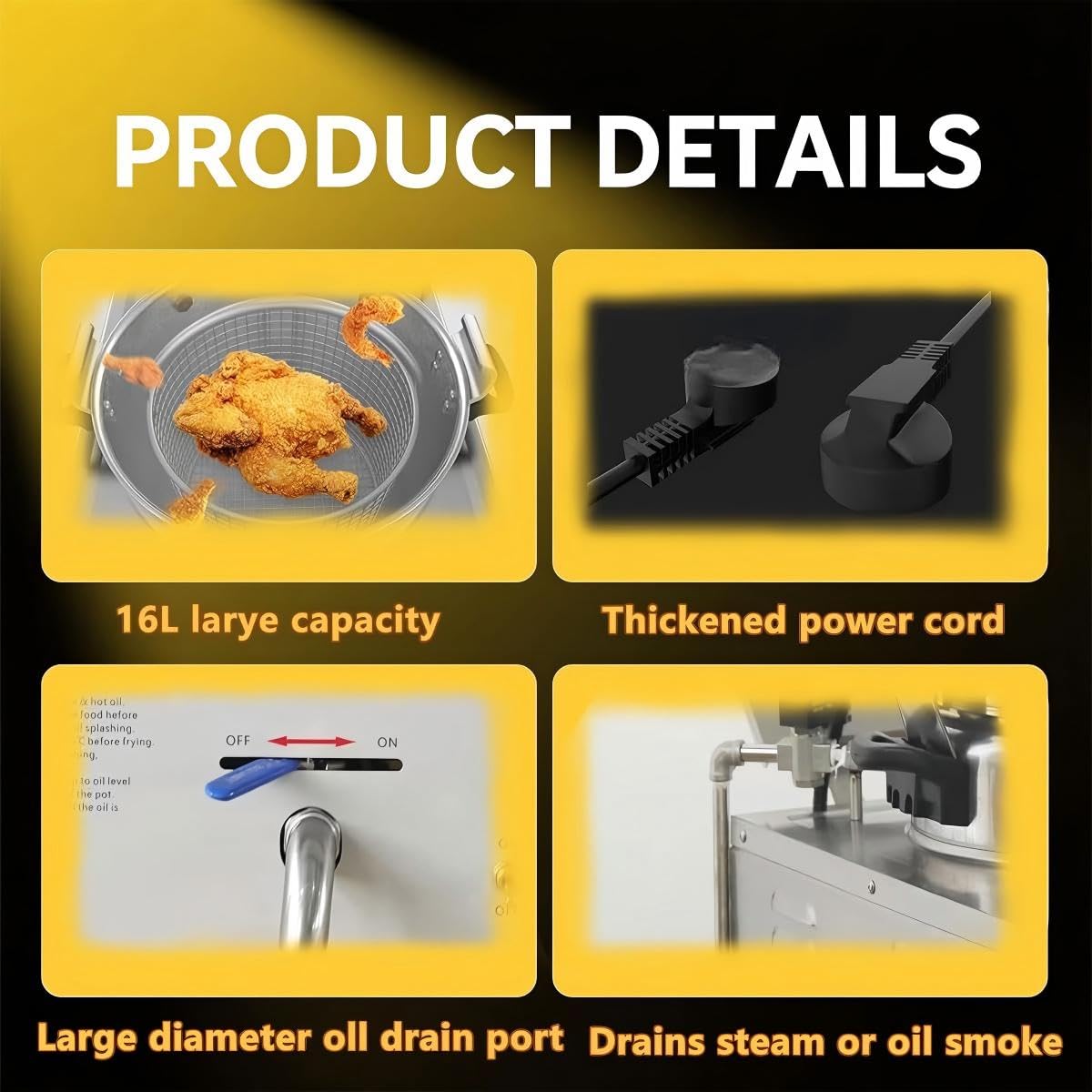 3000W Commercial Pressure Air Fryer with 16L Oil Tank