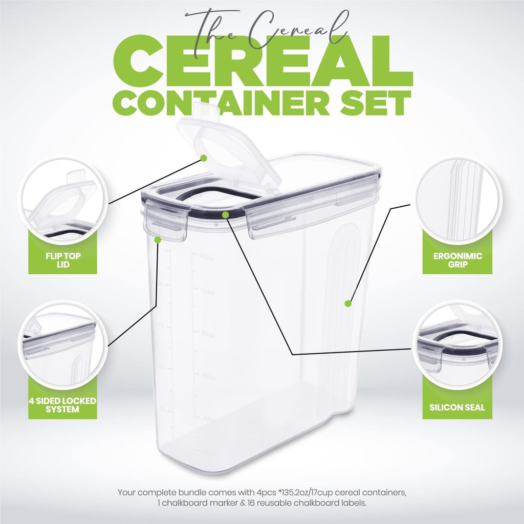 Airtight Cereal and Rice Dispenser Set, 4-Piece
