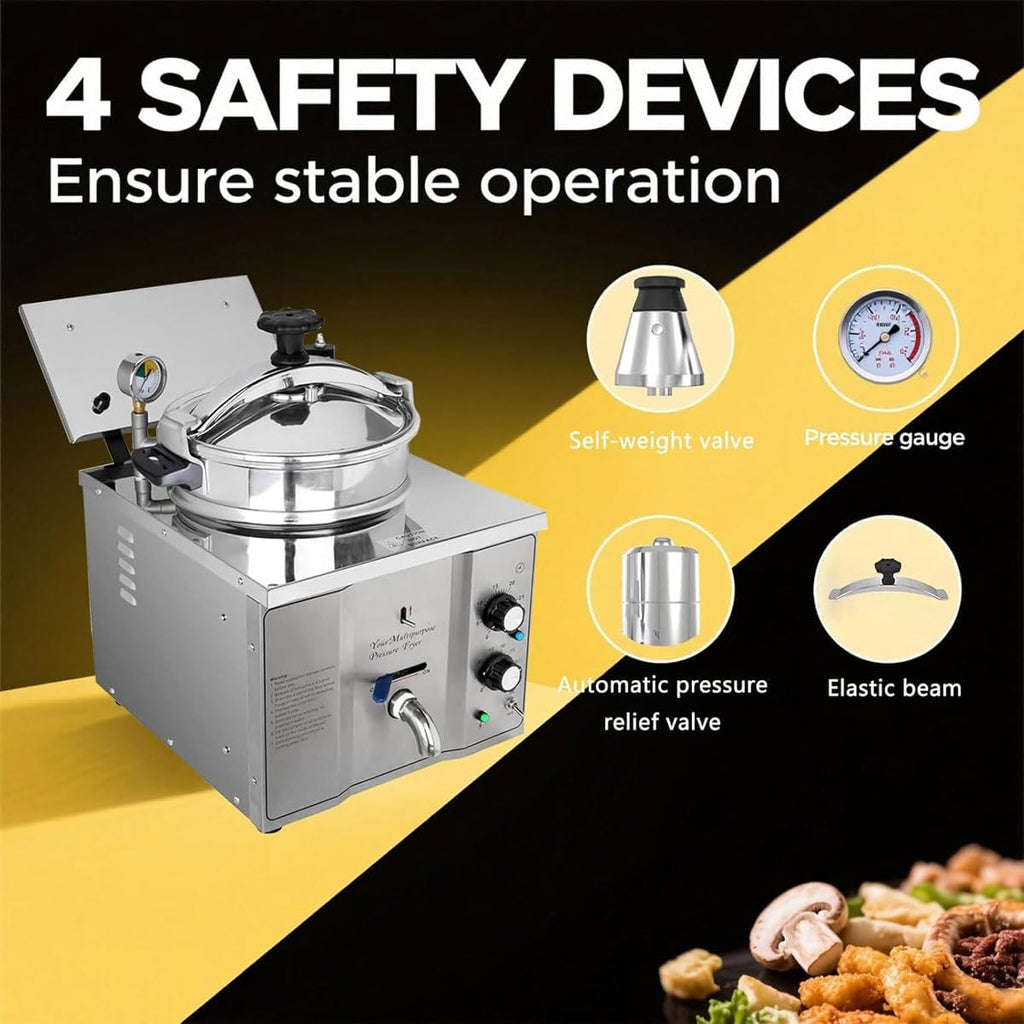 3000W Commercial Pressure Air Fryer with 16L Oil Tank