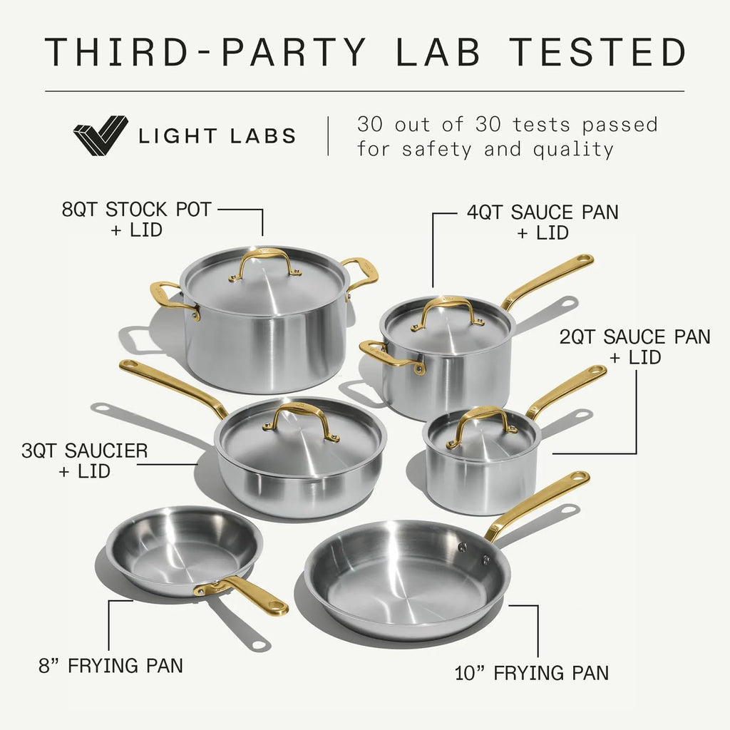 10-Piece Stainless Steel Pots and Pans Cookware Set