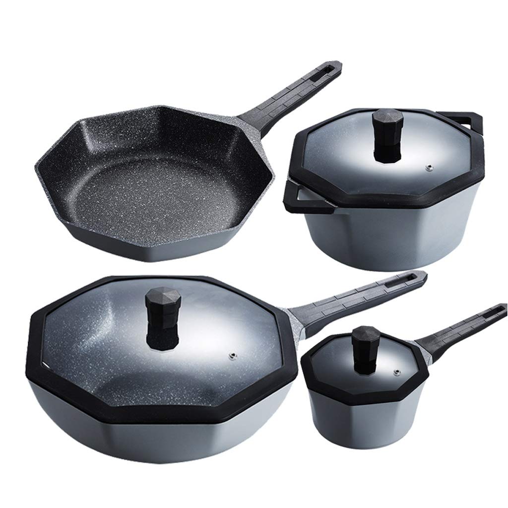 Pots Set Cookware 4 Piece Pot Set Household Non Stick Pot Induction Cooker Wok Suit Kitchen Pots and Pans Cookware Set