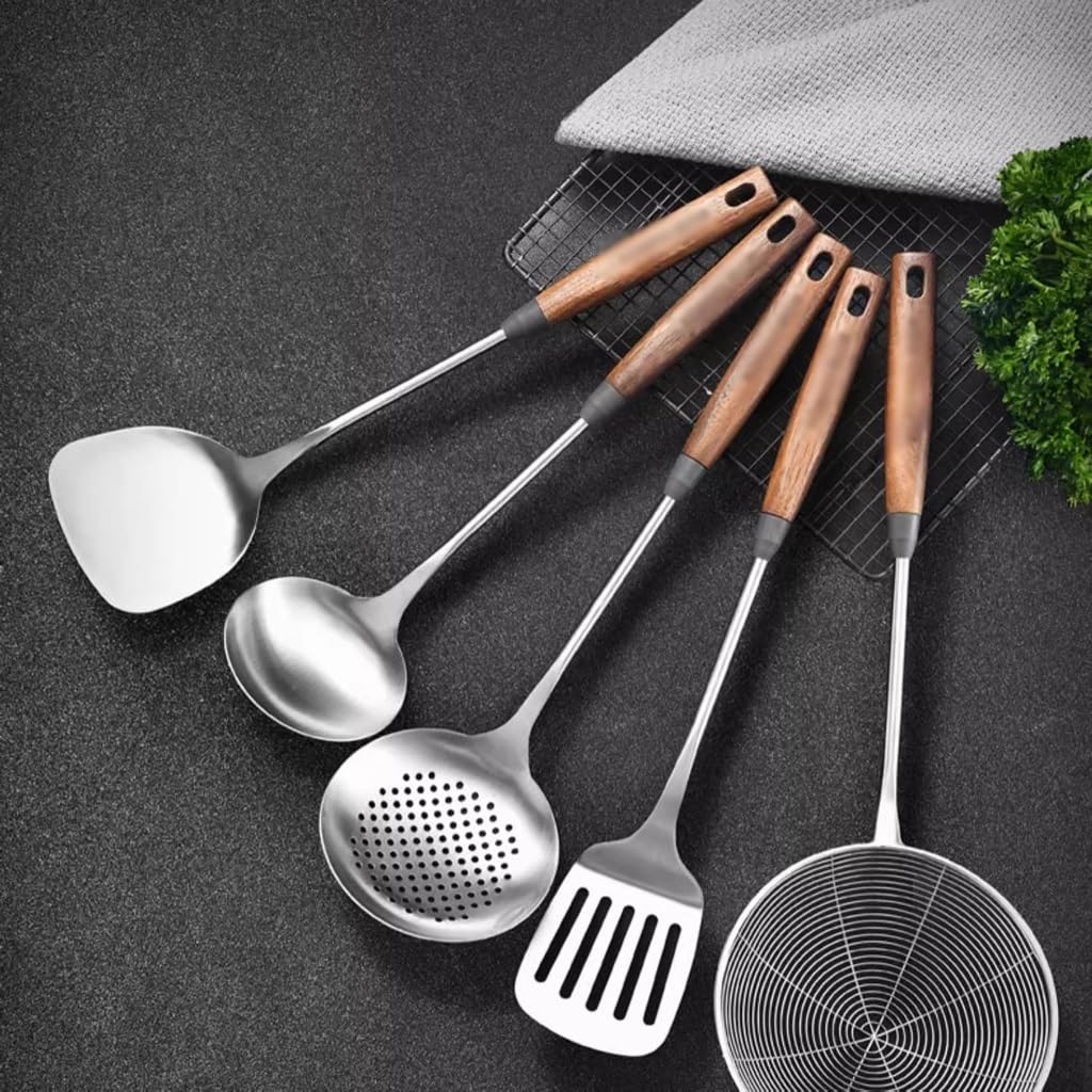 Long-Handle Rice Colander and Soup Skimmer Cooking Spoon