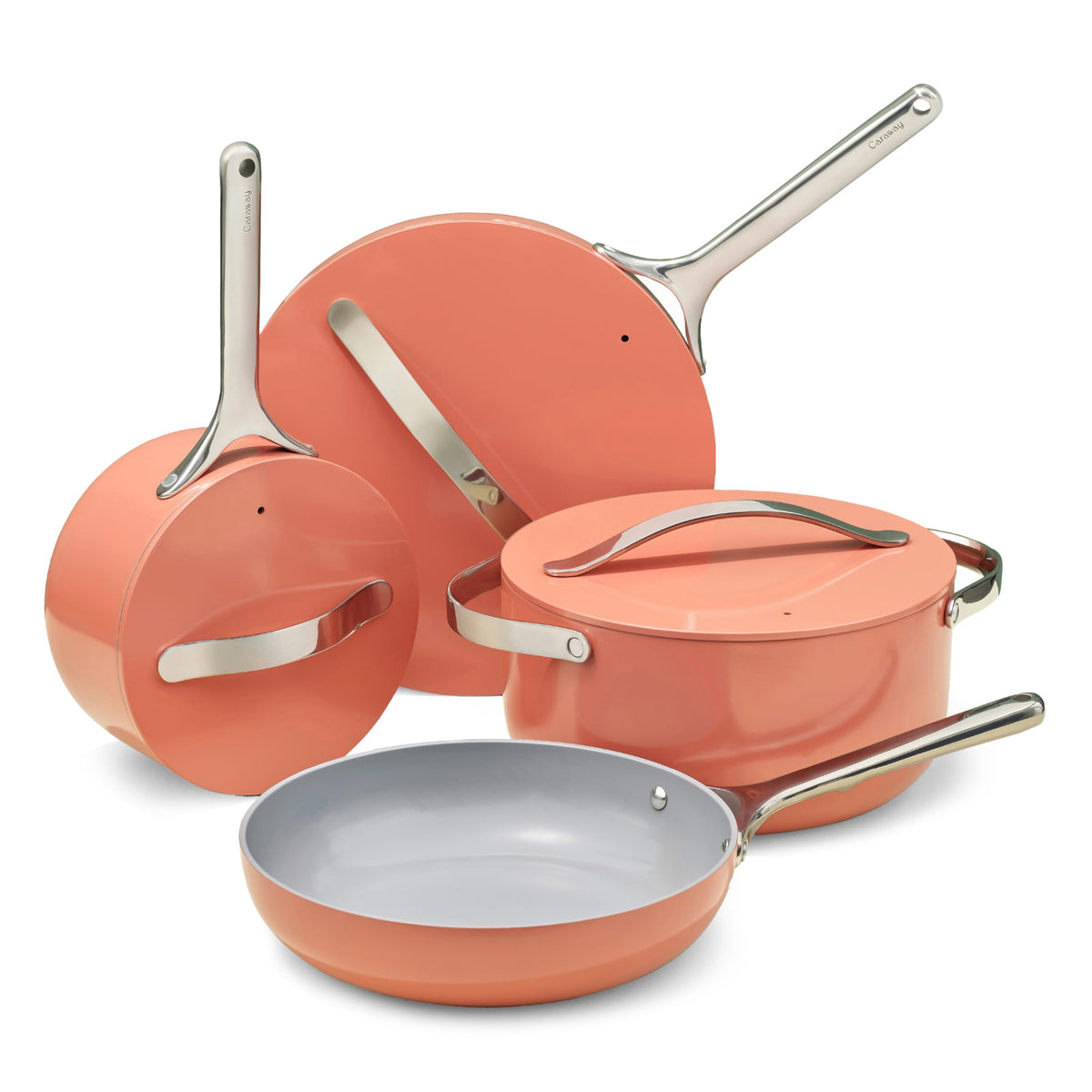 Caraway Non-Stick Ceramic Cookware Set, Pots, Pans, Lids & Kitchen Storage