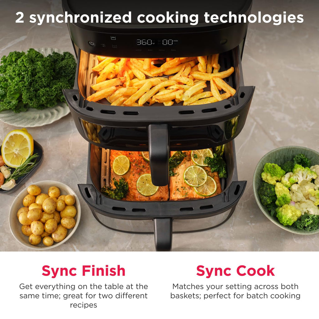 4-in-1 DualZone Stacked Air Fryer, 11.6-Quart Capacity