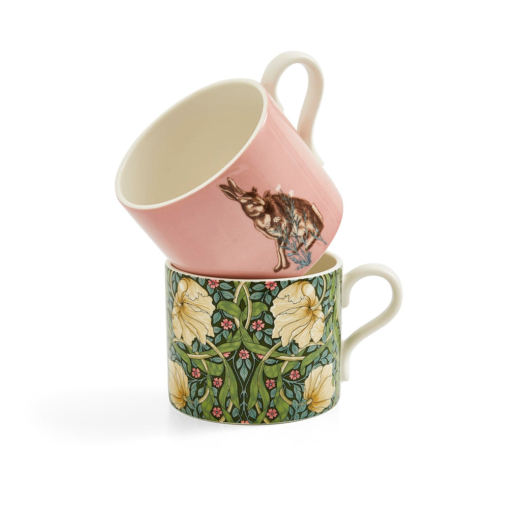 Pimpernel & Forest Hare Porcelain Mugs, 12 oz, Set of 2