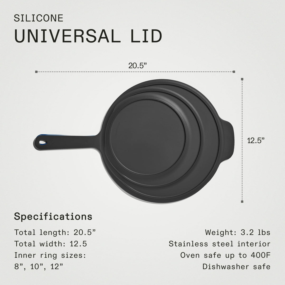 Made In Cookware - 3-Piece Stainless Clad Frying Pan Set with Universal Silicone Lid - 5 Ply Stainless Clad - Professional Cookware - Crafted in Italy - Induction Compatible