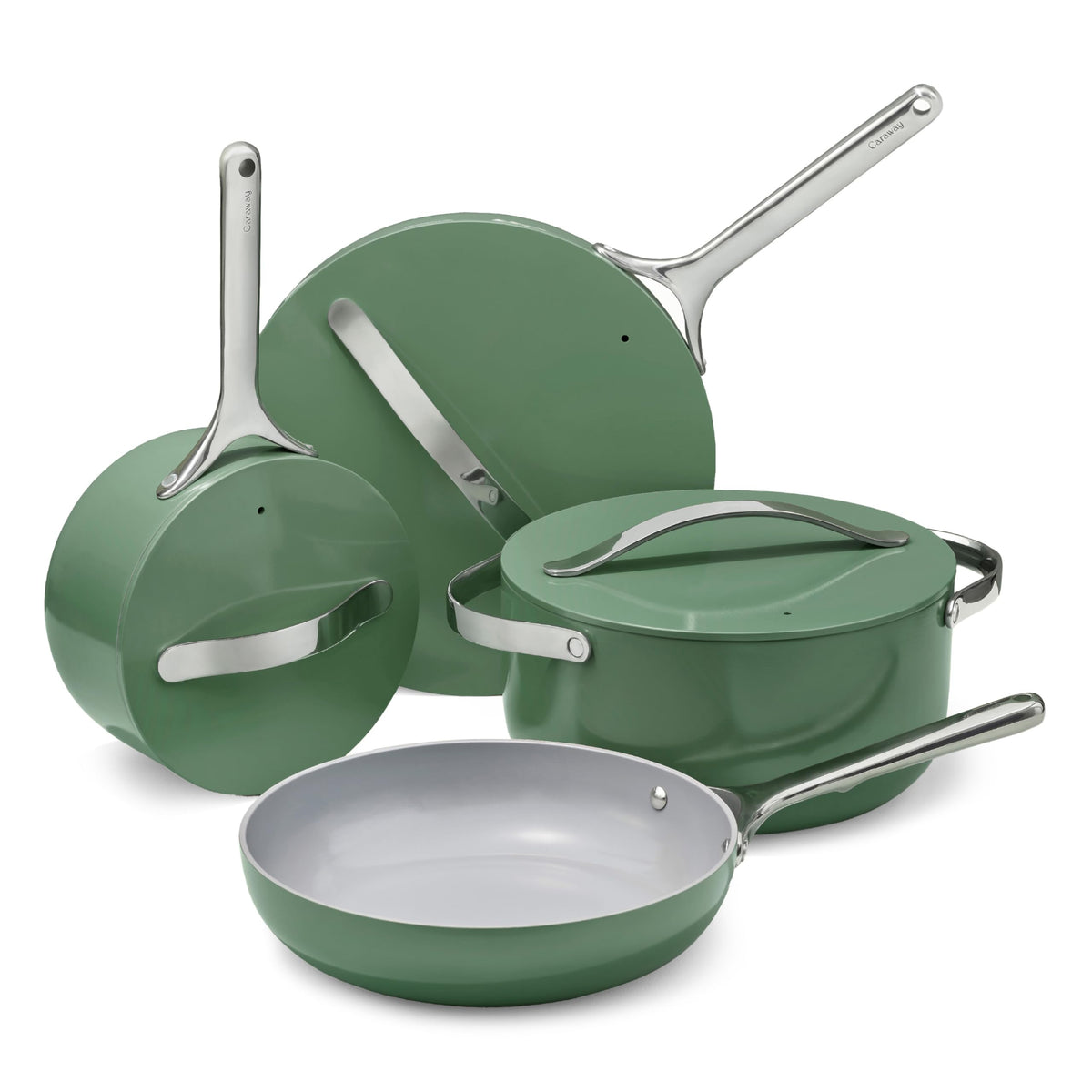Caraway Non-Stick Ceramic Cookware Set, Pots, Pans, Lids & Kitchen Storage