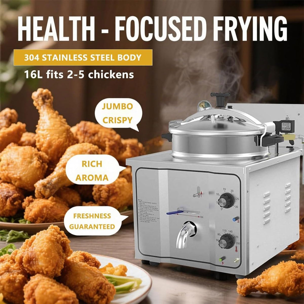 3000W Commercial Pressure Air Fryer with 16L Oil Tank
