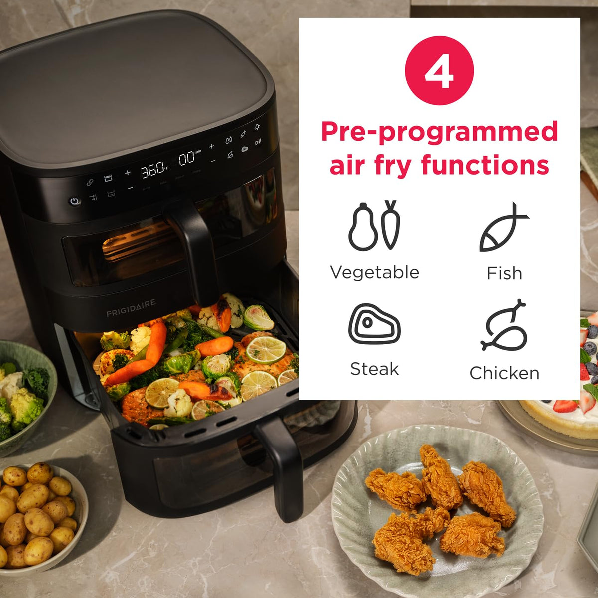 4-in-1 DualZone Stacked Air Fryer, 11.6-Quart Capacity