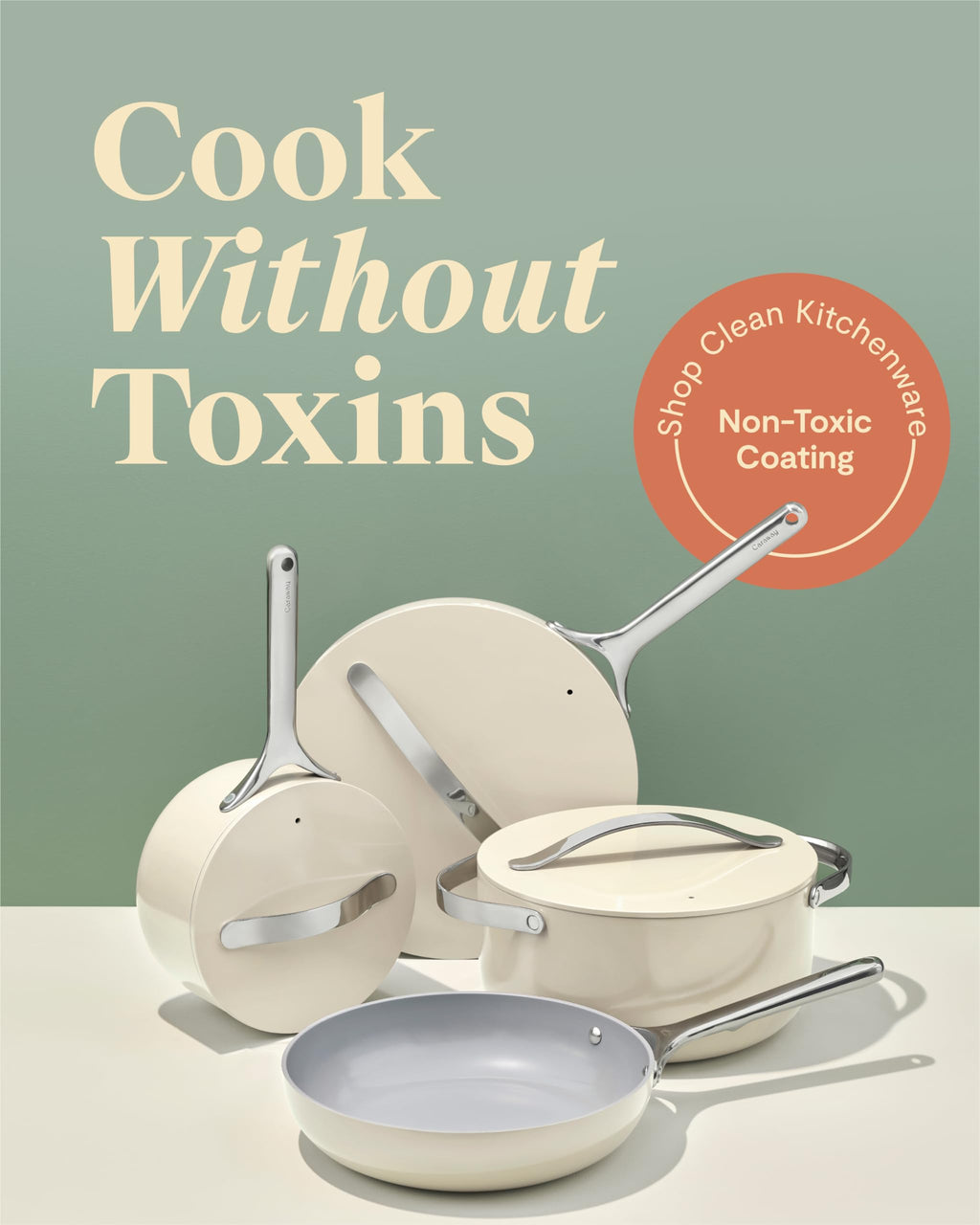 Nonstick Ceramic Cookware Set with Pots, Pans & Storage