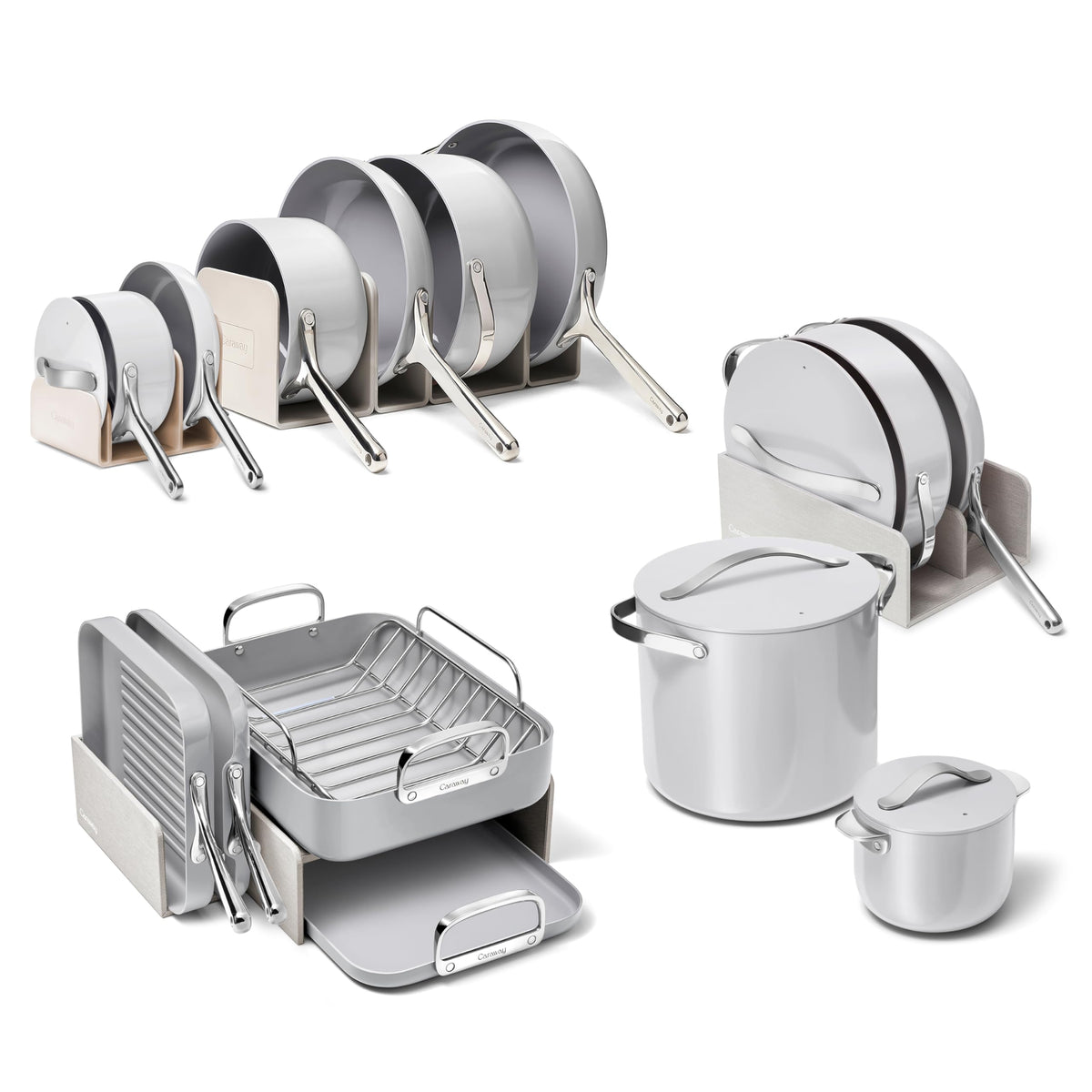 Caraway Non-Stick Ceramic Cookware Set, Pots, Pans, Lids & Kitchen Storage