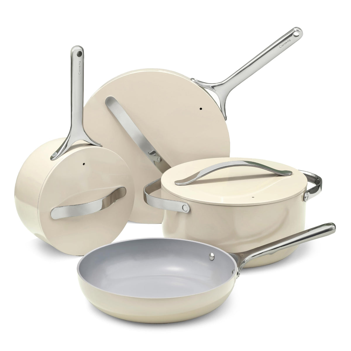 Caraway Non-Stick Ceramic Cookware Set, Pots, Pans, Lids & Kitchen Storage