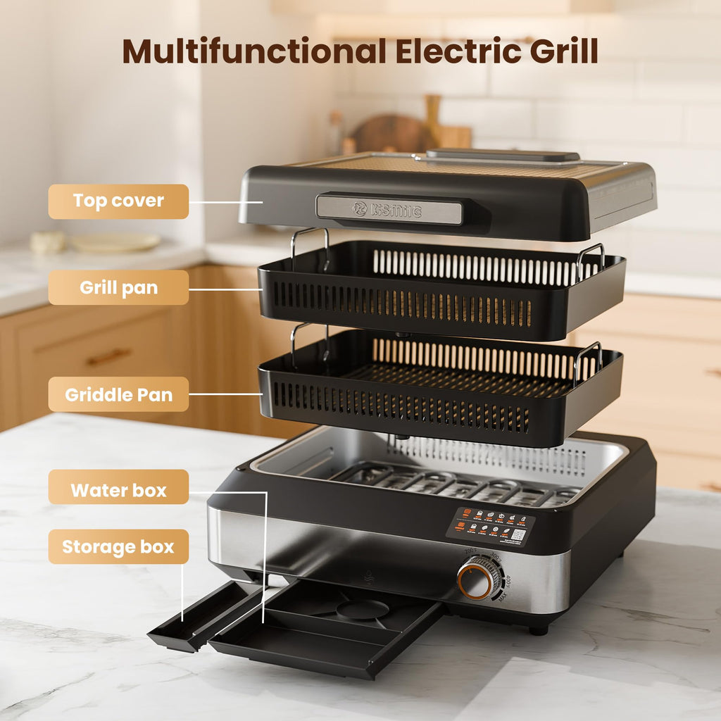 2-in-1 Smokeless Indoor Grill & Electric Griddle