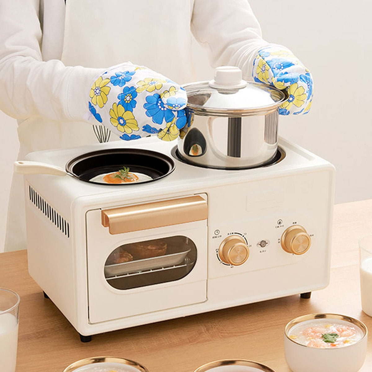 4-in-1 Breakfast Maker with Toaster, Steamer & Cooker