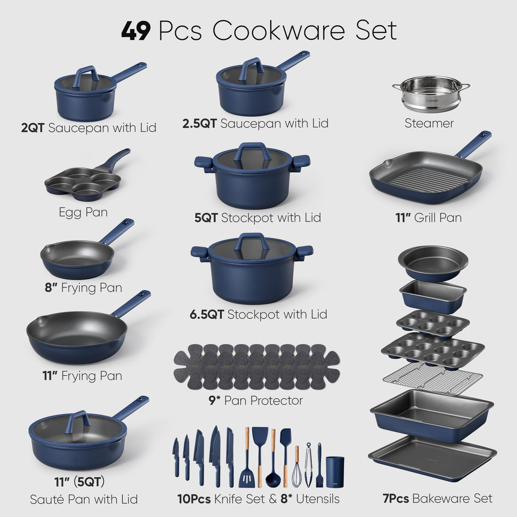 49-Piece Nonstick Pots and Pans Cookware Set with Accessories
