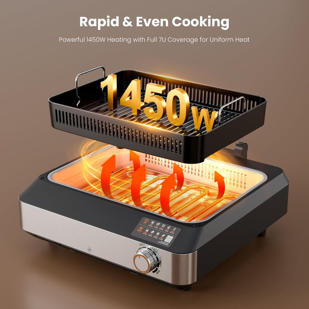 2-in-1 Smokeless Indoor Grill & Electric Griddle