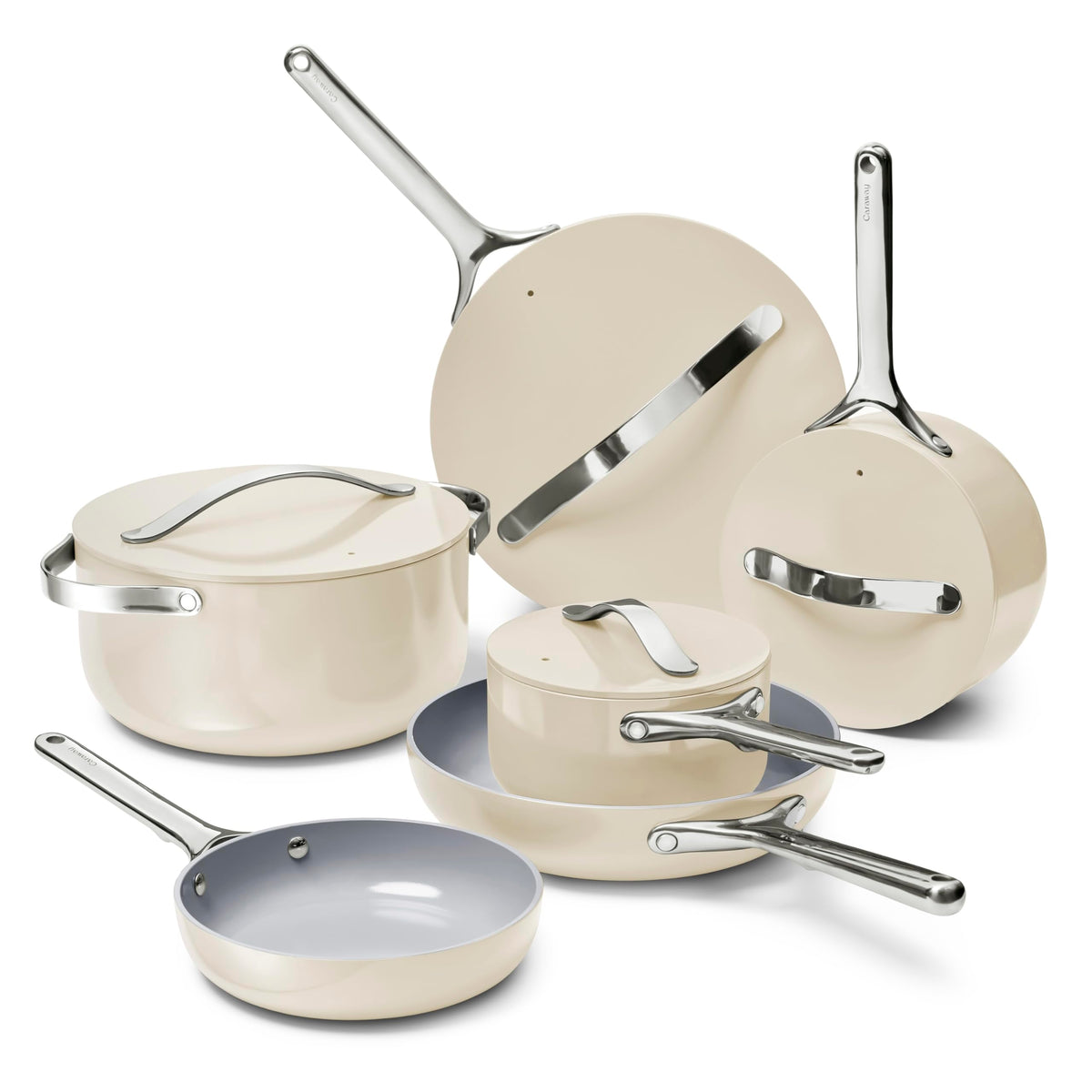 Caraway Non-Stick Ceramic Cookware Set, Pots, Pans, Lids & Kitchen Storage
