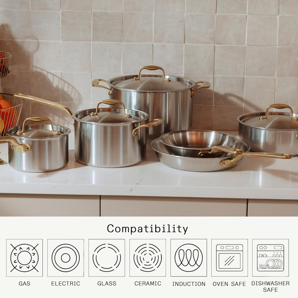 10-Piece Stainless Steel Pots and Pans Cookware Set