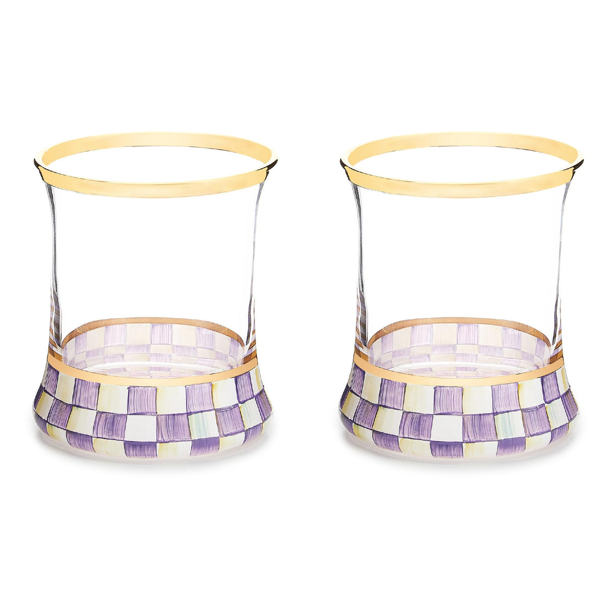Gold-Rim Butterfly Tumbler Glasses, 8 oz, Set of 2