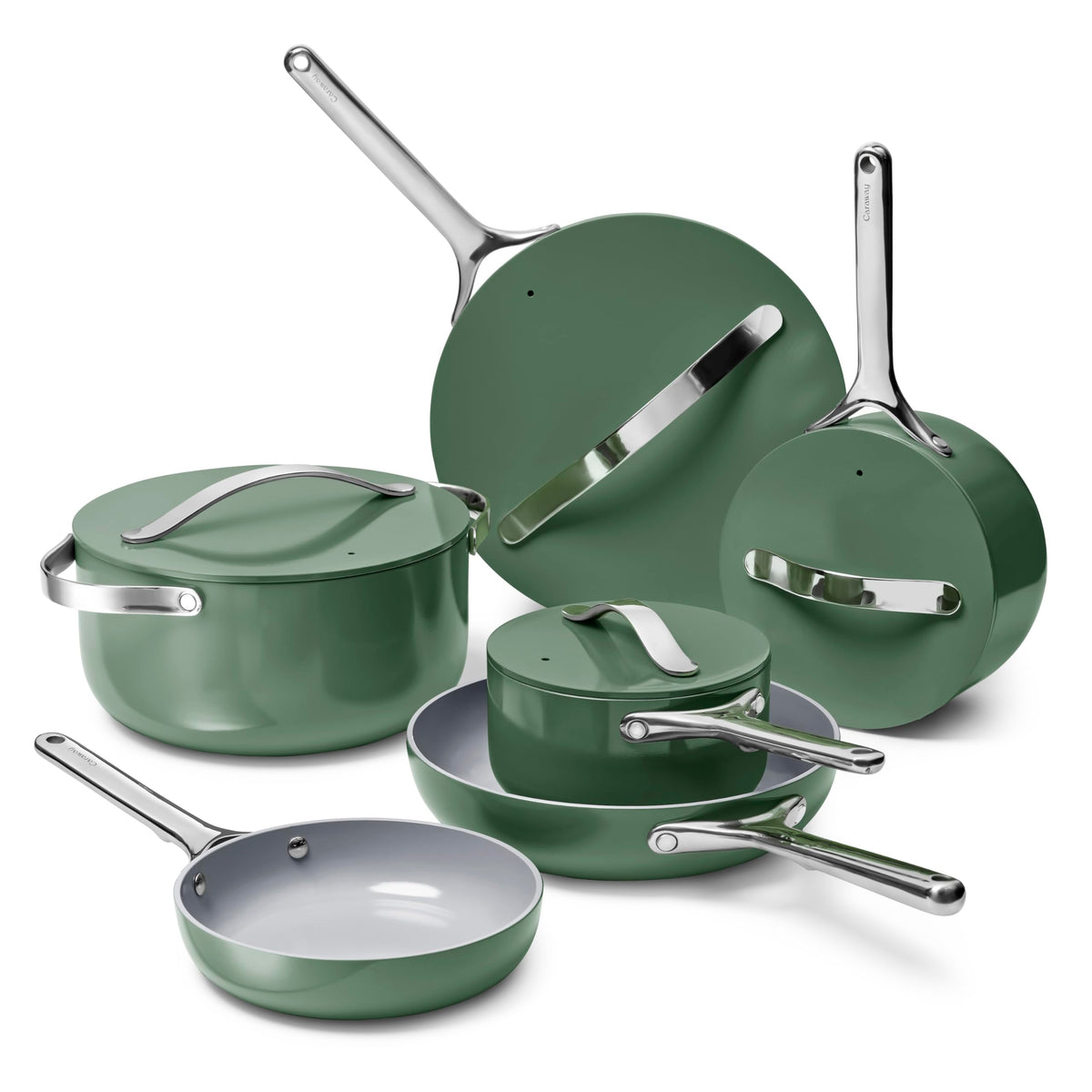 Caraway Non-Stick Ceramic Cookware Set, Pots, Pans, Lids & Kitchen Storage