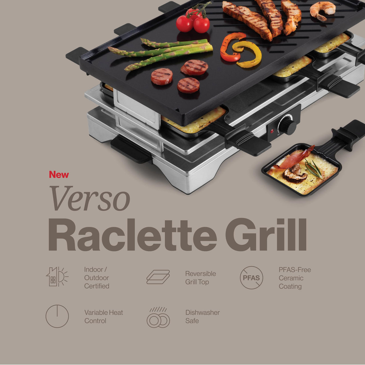 8-Person 1700W Indoor & Outdoor Electric Raclette Grill