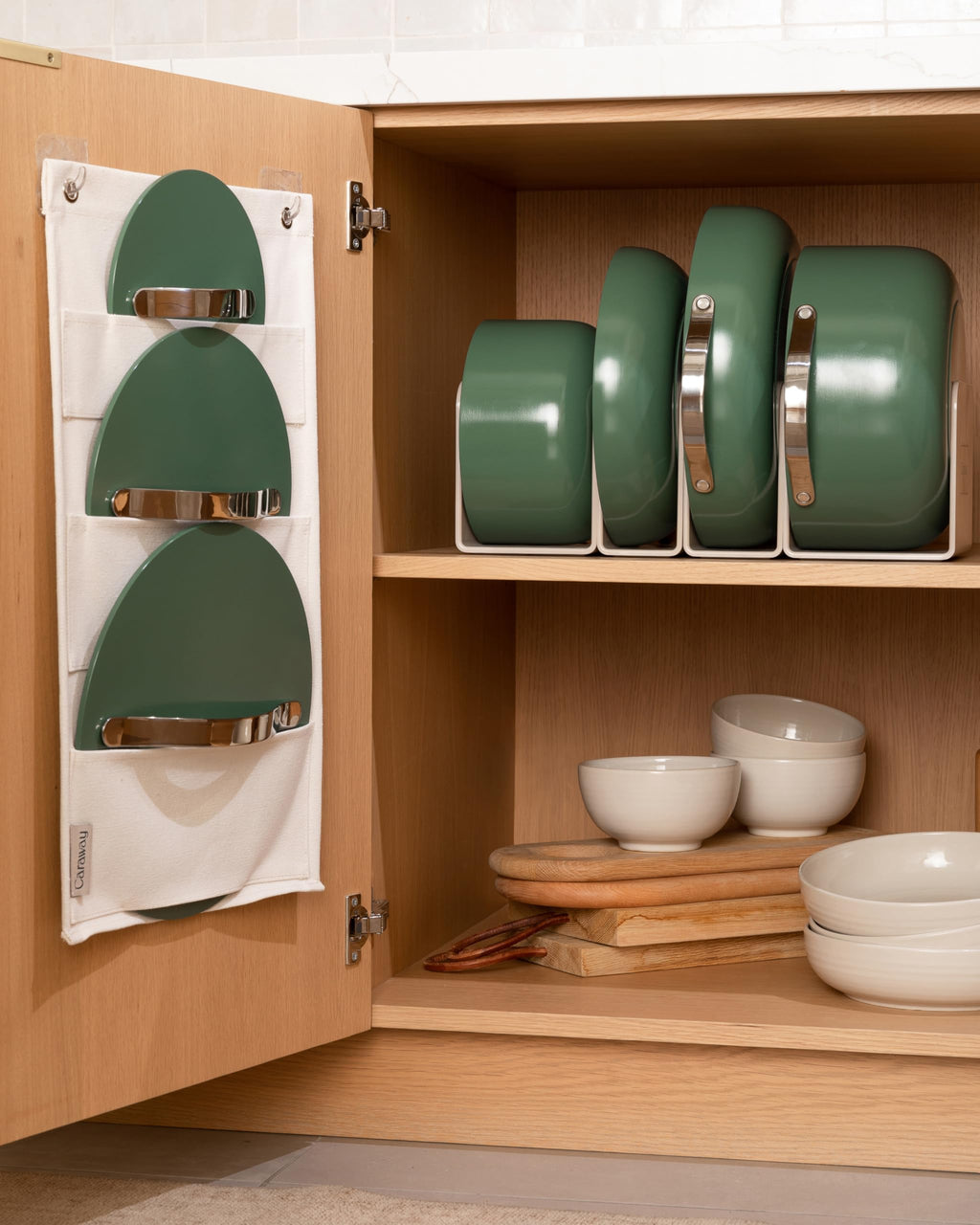 Nonstick Ceramic Cookware Set with Pots, Pans & Storage