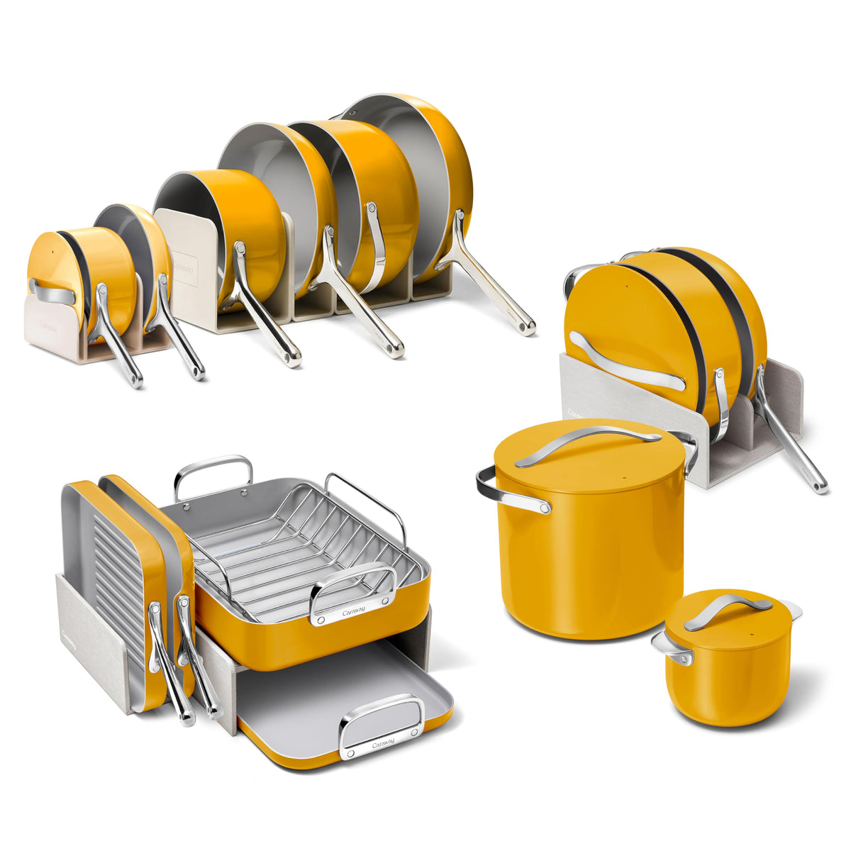 Caraway Non-Stick Ceramic Cookware Set, Pots, Pans, Lids & Kitchen Storage