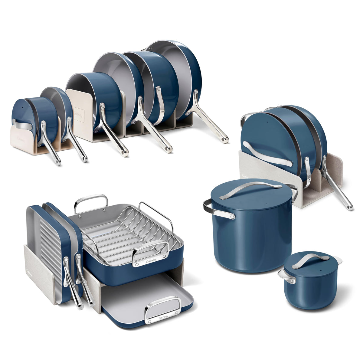 Caraway Non-Stick Ceramic Cookware Set, Pots, Pans, Lids & Kitchen Storage