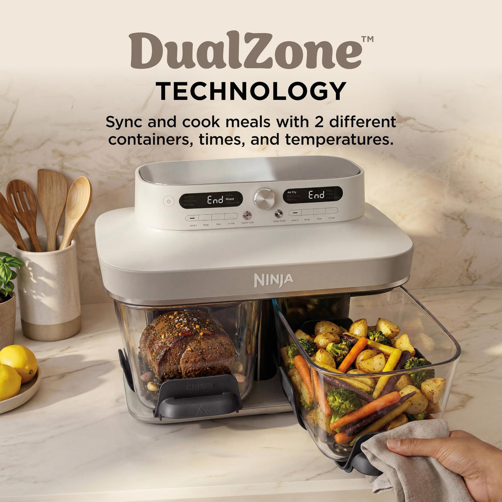 6-in-1 DualZone Glass Air Fryer with Dual Cooking Zones