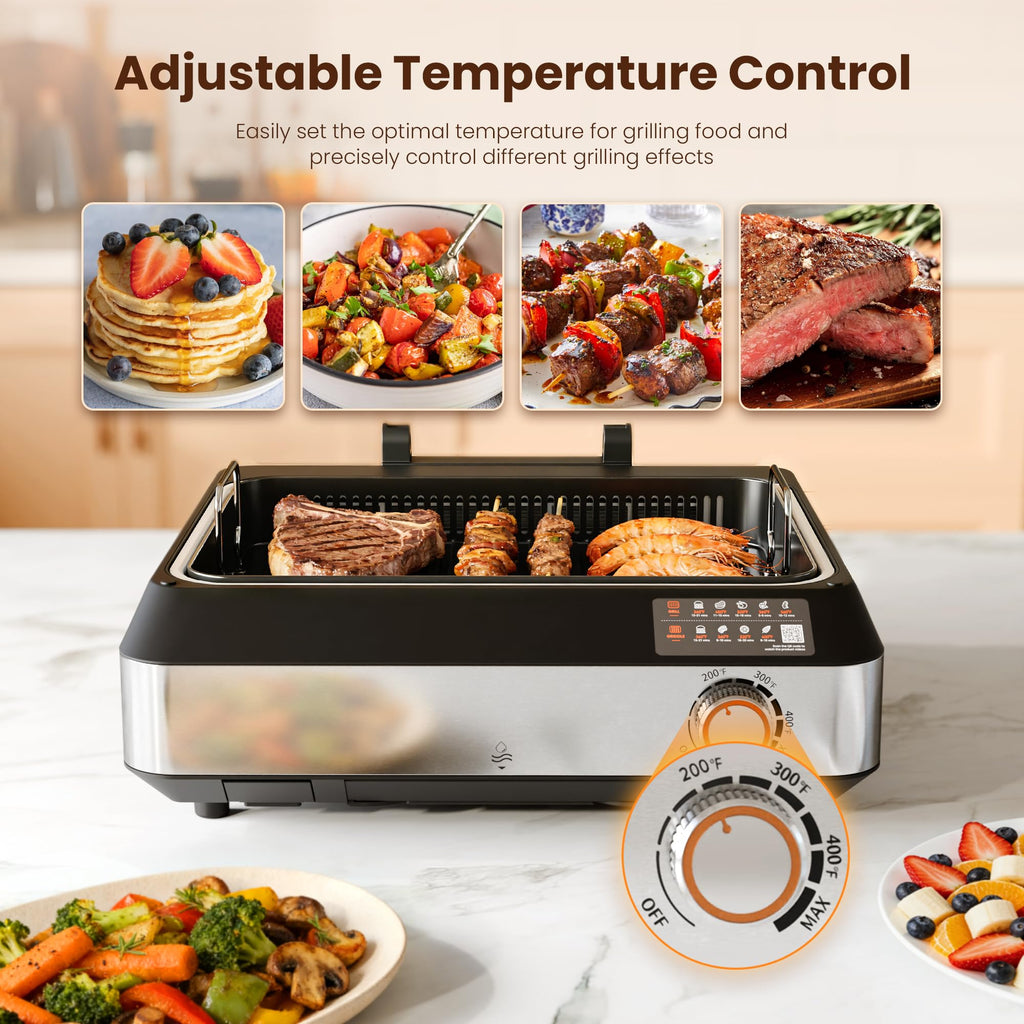 2-in-1 Smokeless Indoor Grill & Electric Griddle