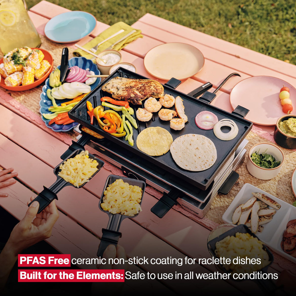 8-Person 1700W Indoor & Outdoor Electric Raclette Grill