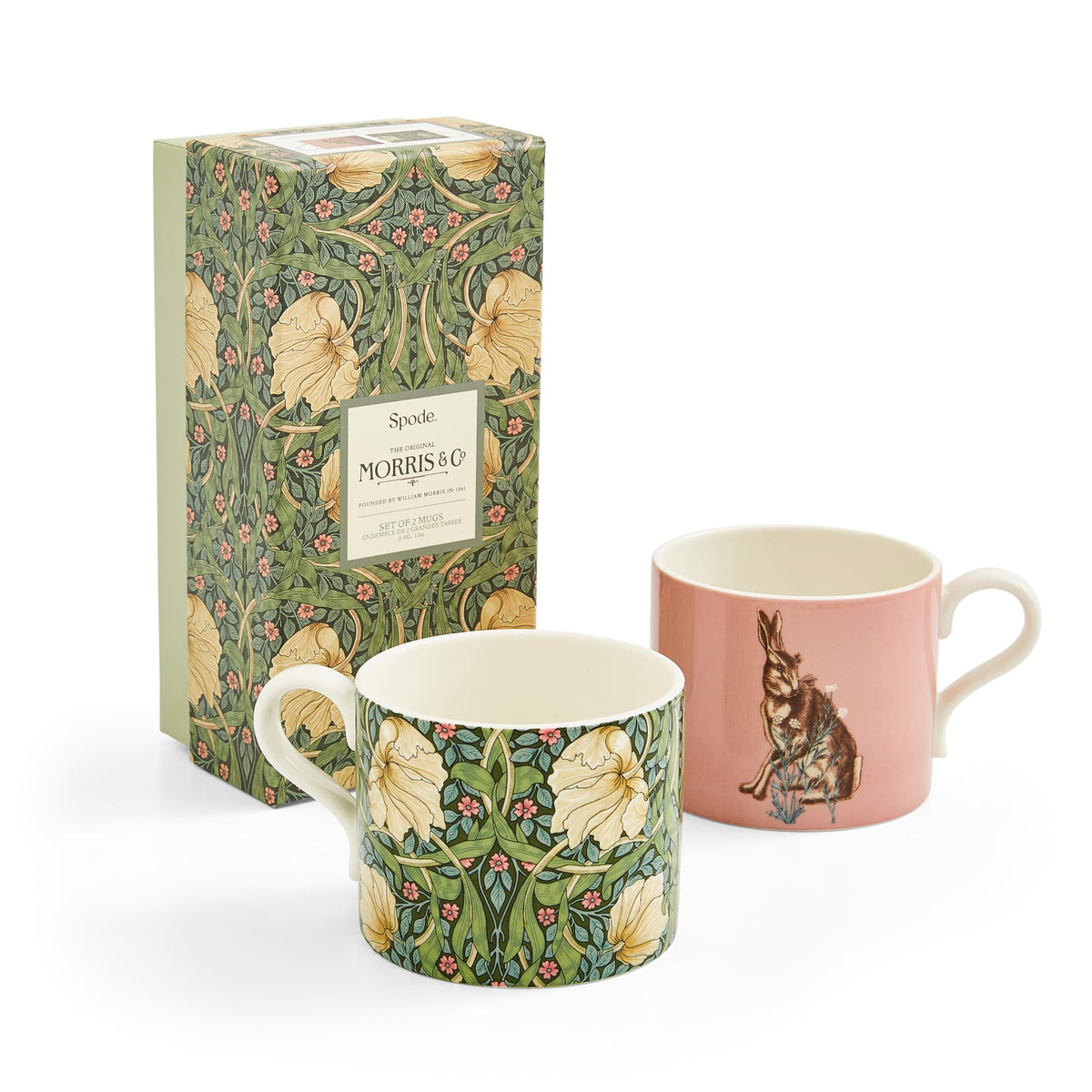 Pimpernel & Forest Hare Porcelain Mugs, 12 oz, Set of 2