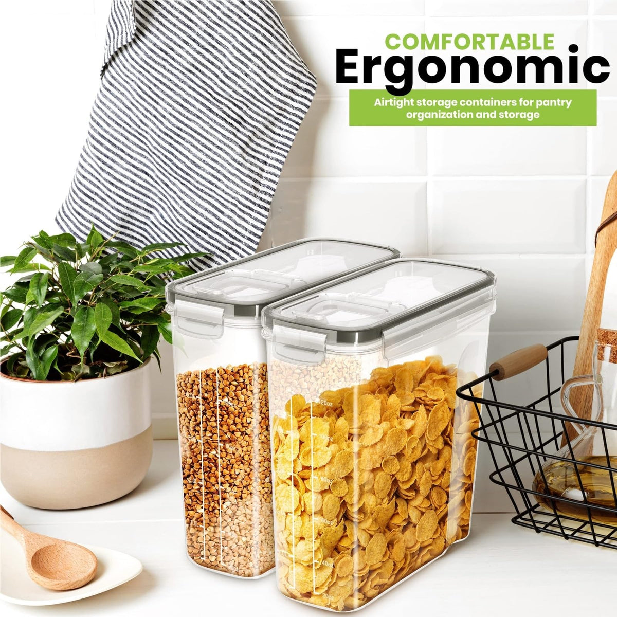 Airtight Cereal and Rice Dispenser Set, 4-Piece