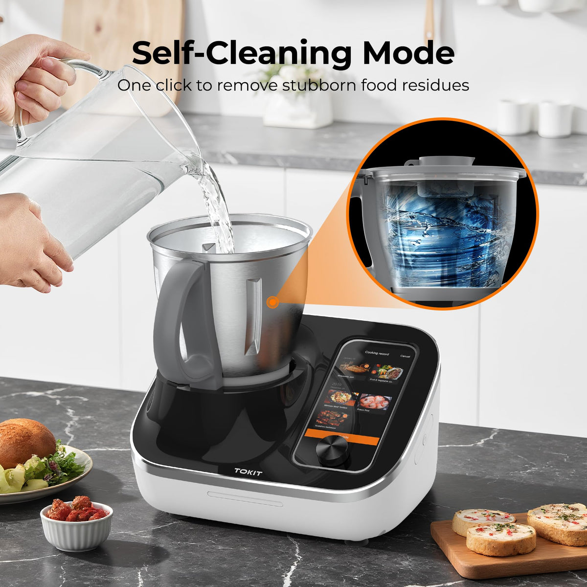 AI Cooking Robot, TOKIT Omni Cook C2 Smart Multi-Functional Food Processor, 21-in-1 Automatic Cooking Machine with Blender, Steamer, Chopper & Stirrer, 3000+ Free Recipes, 95°F-356°F, 2.2L