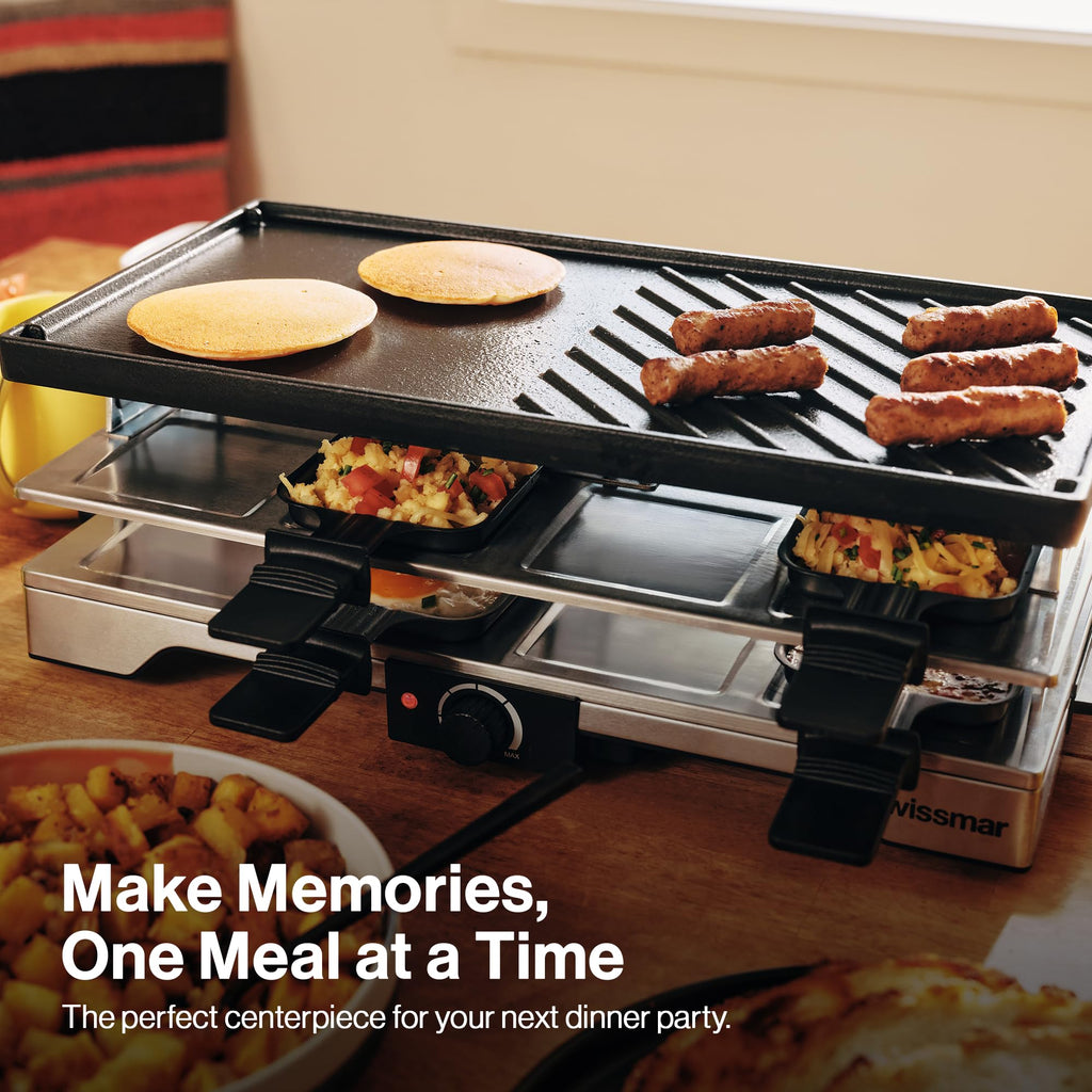 8-Person 1700W Indoor & Outdoor Electric Raclette Grill